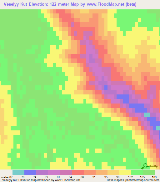 Veselyy Kut,Ukraine Elevation Map