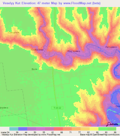 Veselyy Kut,Ukraine Elevation Map
