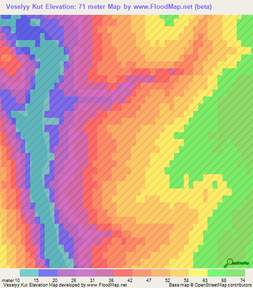 Veselyy Kut,Ukraine Elevation Map