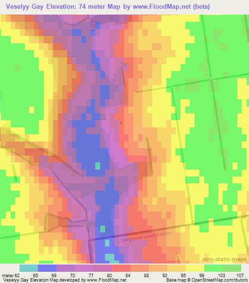Veselyy Gay,Ukraine Elevation Map