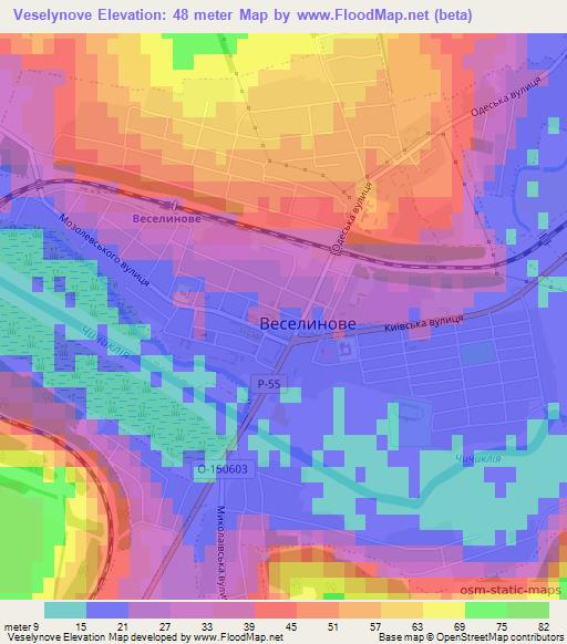Veselynove,Ukraine Elevation Map