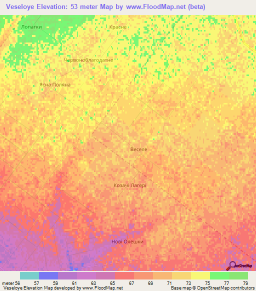 Veseloye,Ukraine Elevation Map