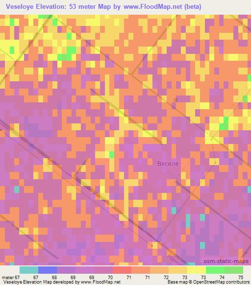 Veseloye,Ukraine Elevation Map