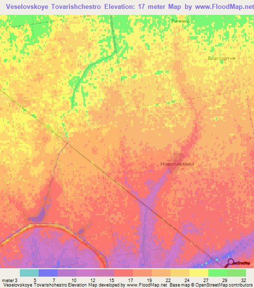 Veselovskoye Tovarishchestro,Ukraine Elevation Map