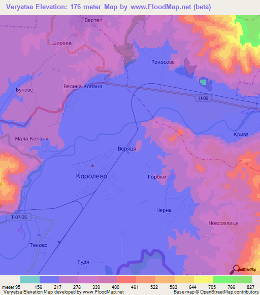 Veryatsa,Ukraine Elevation Map