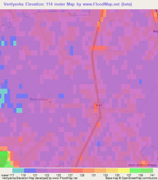 Vertiyevka,Ukraine Elevation Map