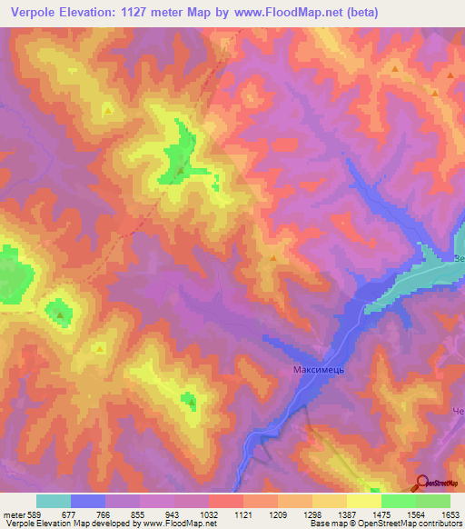 Verpole,Ukraine Elevation Map