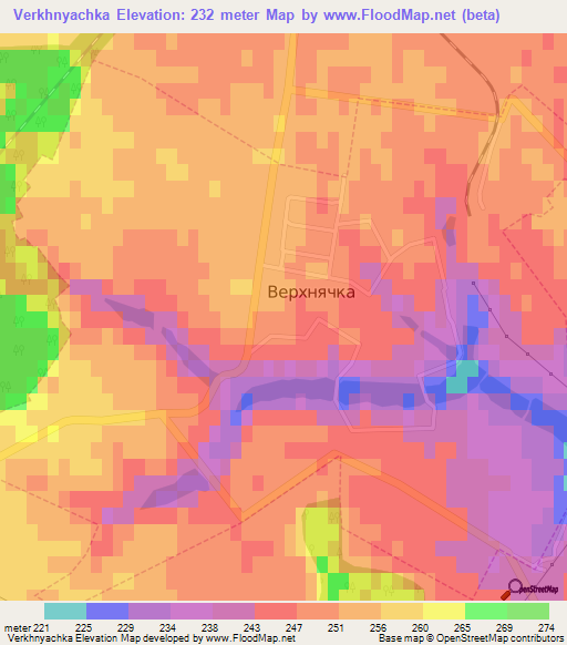 Verkhnyachka,Ukraine Elevation Map