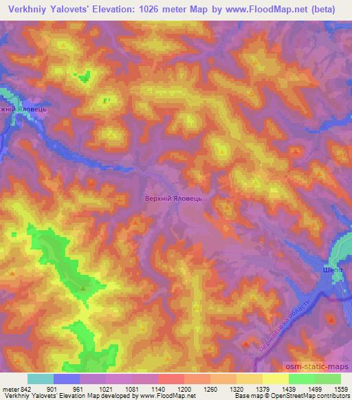 Verkhniy Yalovets',Ukraine Elevation Map