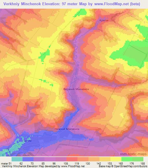 Verkhniy Minchenok,Ukraine Elevation Map