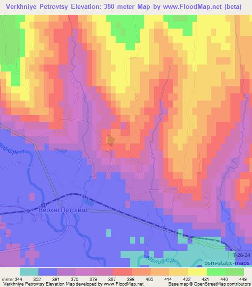 Verkhniye Petrovtsy,Ukraine Elevation Map