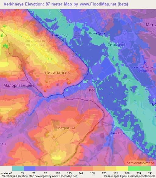 Verkhneye,Ukraine Elevation Map