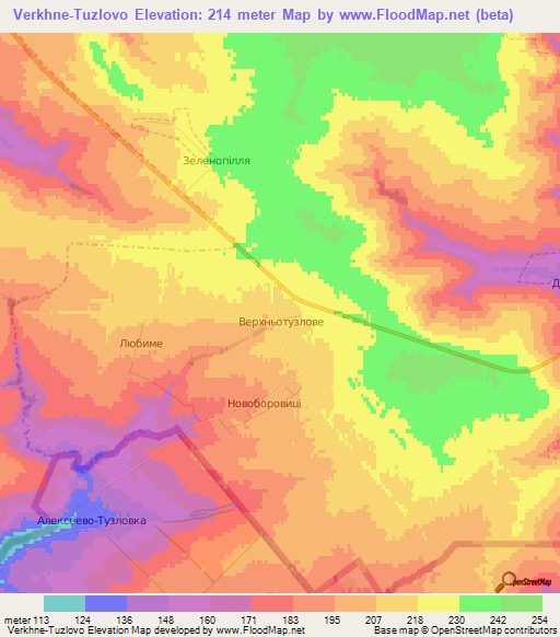 Verkhne-Tuzlovo,Ukraine Elevation Map