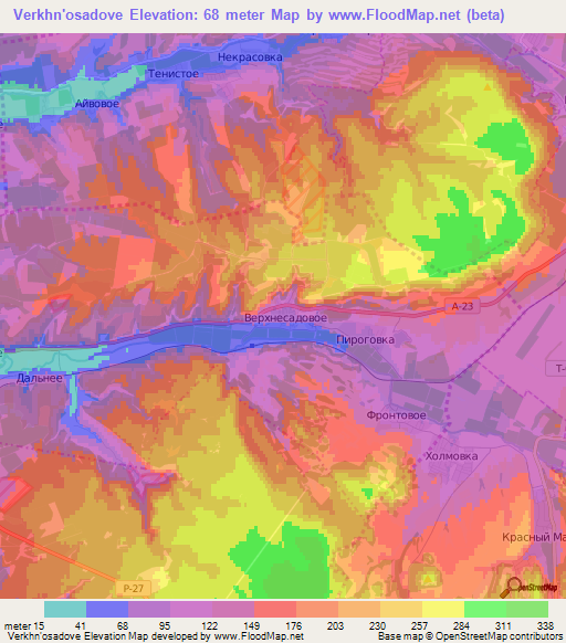 Verkhn'osadove,Ukraine Elevation Map