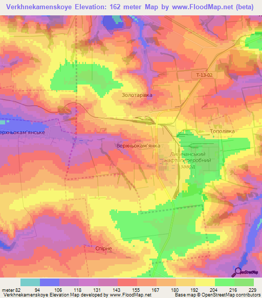 Verkhnekamenskoye,Ukraine Elevation Map