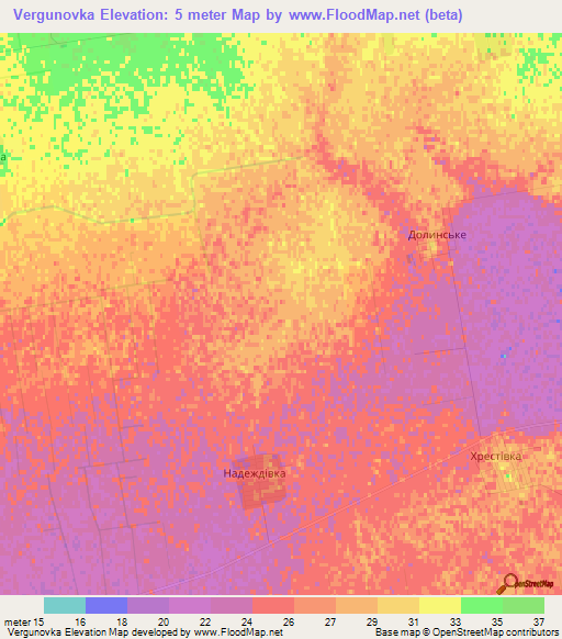 Vergunovka,Ukraine Elevation Map