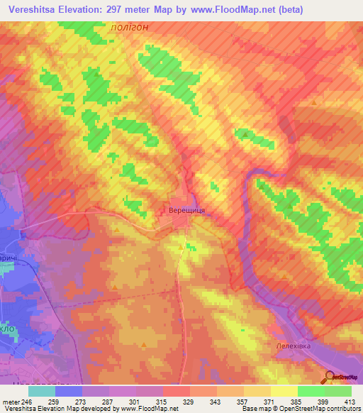 Vereshitsa,Ukraine Elevation Map