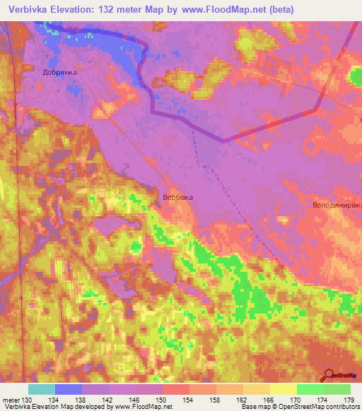 Verbivka,Ukraine Elevation Map