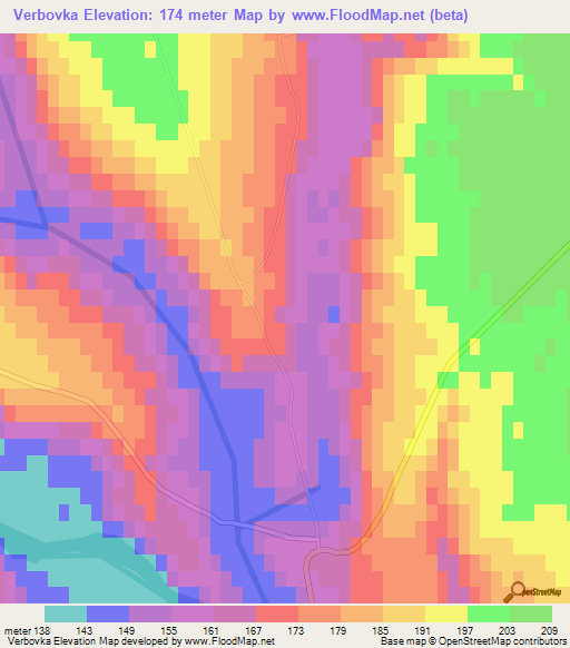 Verbovka,Ukraine Elevation Map