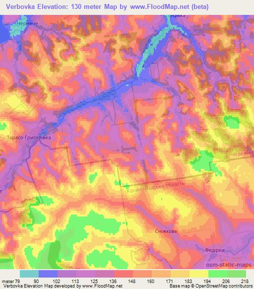 Verbovka,Ukraine Elevation Map