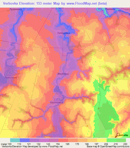 Verbovka,Ukraine Elevation Map