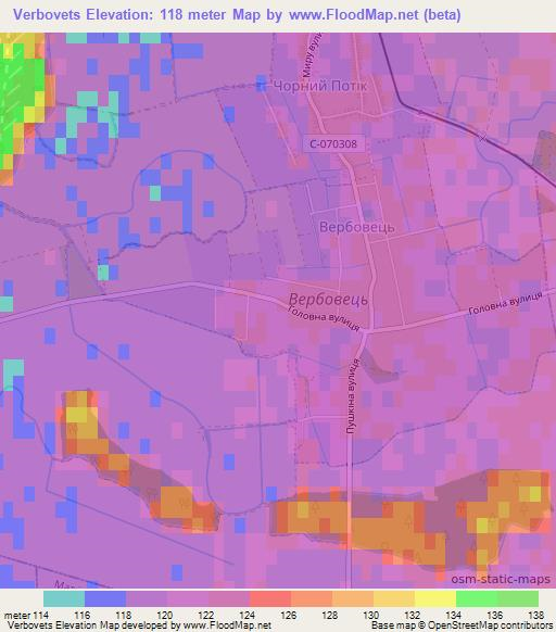 Verbovets,Ukraine Elevation Map