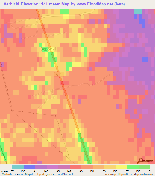 Verbichi,Ukraine Elevation Map