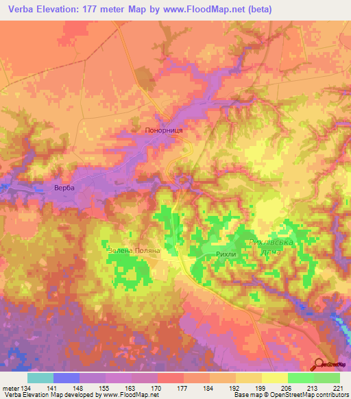 Verba,Ukraine Elevation Map