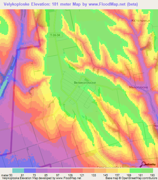 Velykoploske,Ukraine Elevation Map