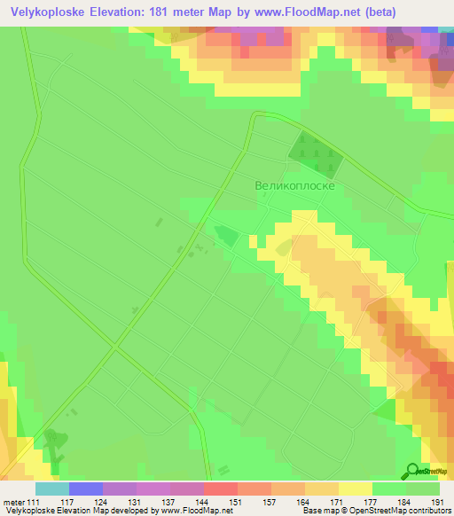 Velykoploske,Ukraine Elevation Map