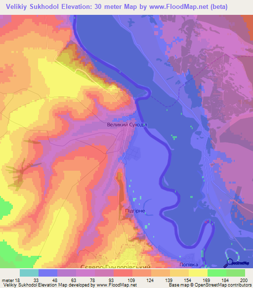 Velikiy Sukhodol,Ukraine Elevation Map
