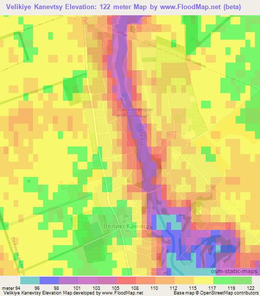 Velikiye Kanevtsy,Ukraine Elevation Map