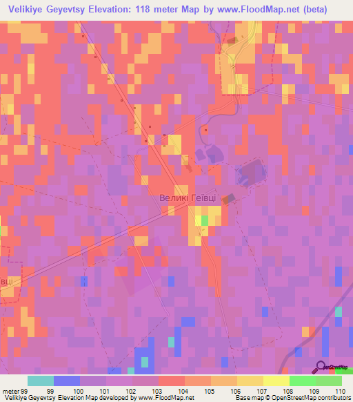 Velikiye Geyevtsy,Ukraine Elevation Map