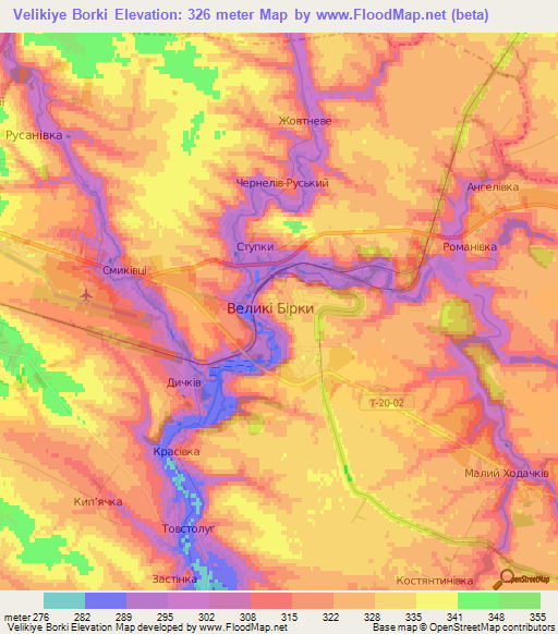 Velikiye Borki,Ukraine Elevation Map