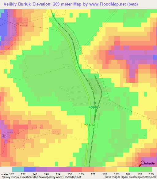 Velikiy Burluk,Ukraine Elevation Map
