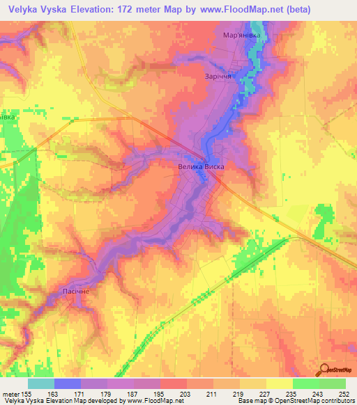 Velyka Vyska,Ukraine Elevation Map