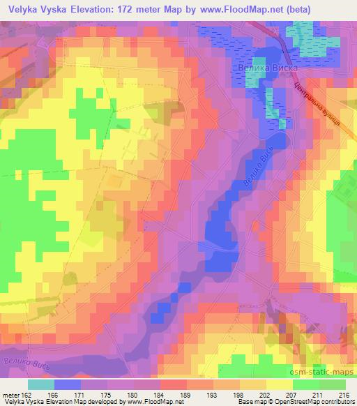 Velyka Vyska,Ukraine Elevation Map