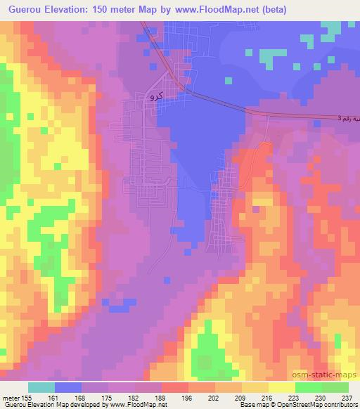 Guerou,Mauritania Elevation Map