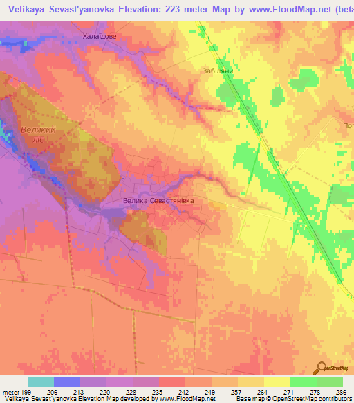 Velikaya Sevast'yanovka,Ukraine Elevation Map