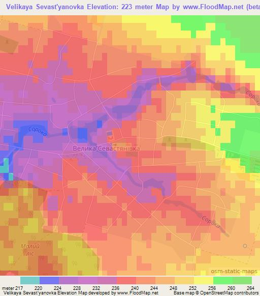 Velikaya Sevast'yanovka,Ukraine Elevation Map