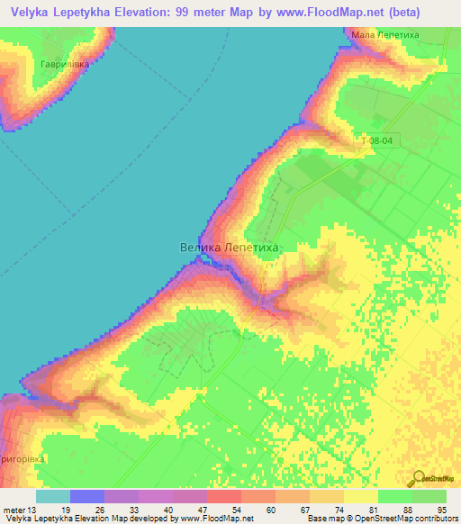 Velyka Lepetykha,Ukraine Elevation Map