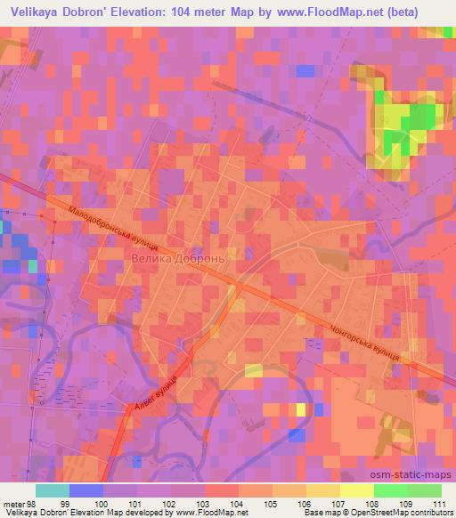 Velikaya Dobron',Ukraine Elevation Map