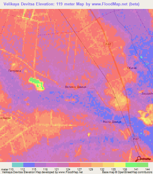 Velikaya Devitsa,Ukraine Elevation Map