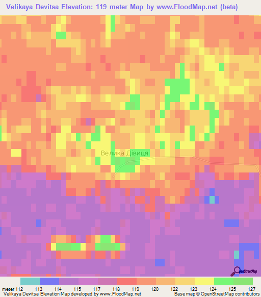 Velikaya Devitsa,Ukraine Elevation Map