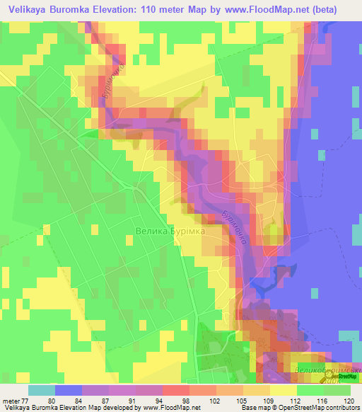 Velikaya Buromka,Ukraine Elevation Map