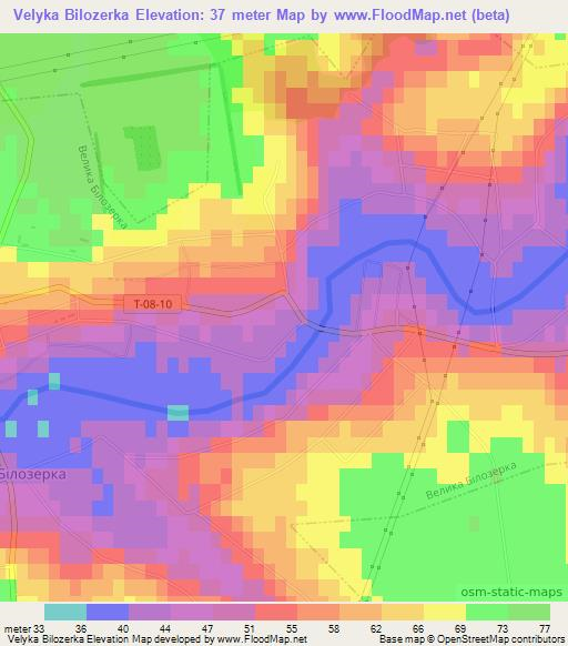 Velyka Bilozerka,Ukraine Elevation Map