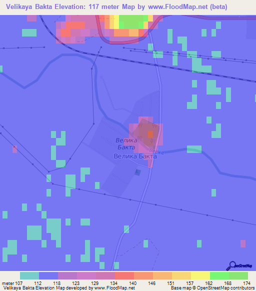 Velikaya Bakta,Ukraine Elevation Map