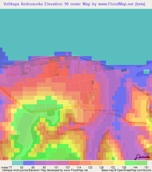 Velikaya Andrusovka,Ukraine Elevation Map