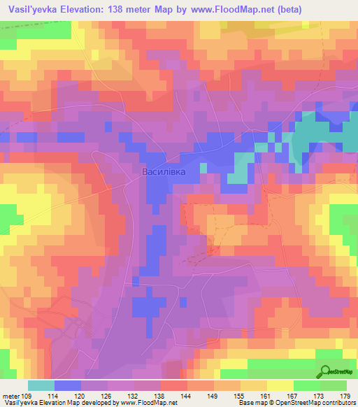 Vasil'yevka,Ukraine Elevation Map