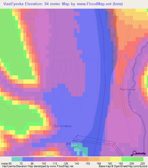 Vasil'yevka,Ukraine Elevation Map